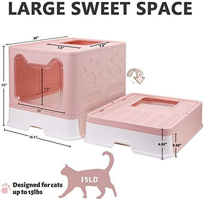 Foldable Cat Litter Box with Lid, Enclosed Potty, Large Top Entry - Image 2