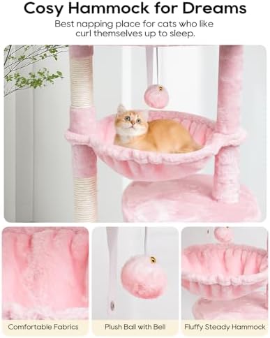 SYANDLVY Pink Cat Tree for Indoor Cats, Modern Tower - Image 3
