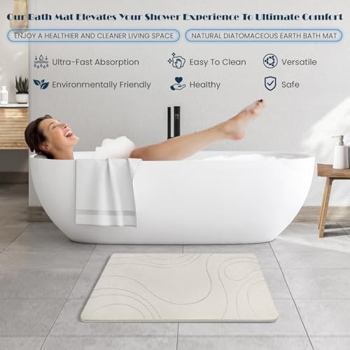 Stone Bath Mat Quick Dry Diatomaceous Earth Bath Mat Non-Slip Shower Stone - Image 6