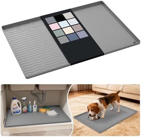 URMONA Waterproof Silicone Under Sink Mat, 28 x 19 in, Flexible Shelf Liner by URMONA