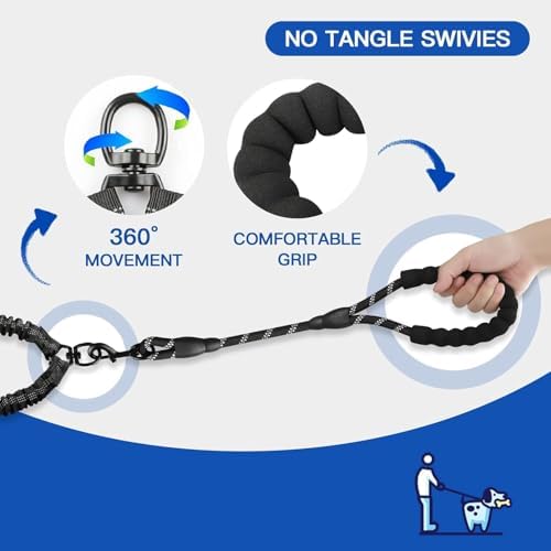 MingXpets Double Dog Leash, 360° Swivel Tangle Free Bungee Walking Training - Image 5