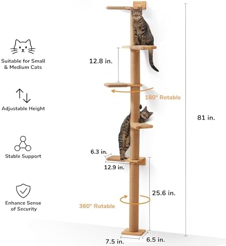 FUKUMARU Wall-Mounted Cat Tree for Small & Medium Cats - Image 2