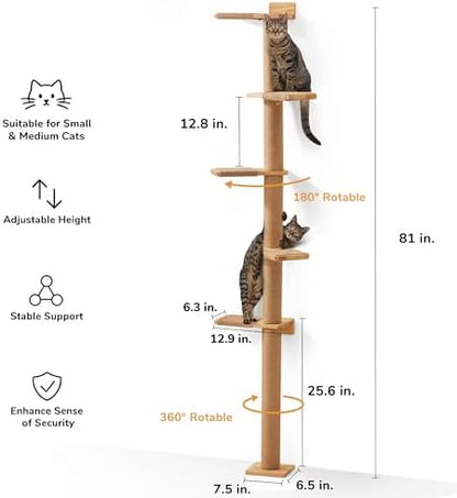 FUKUMARU Wall-Mounted Cat Tree for Small & Medium Cats - Image 2
