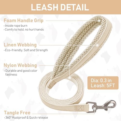GAMUDA Small Pet Harness Collar and Leash Set, Step in No Chock No Pull Linen - Image 5