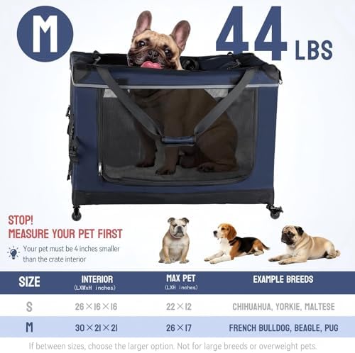 PEGIC 30" Collapsible Rolling Dog Crate - Image 3