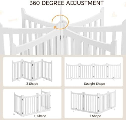 Yaheetech 24in 4-Panel Wooden Freestanding Pet Gate - Image 5