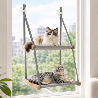 PEQULTI Cat Window Perch, 2 Tier Cat Window Hammock by PEQULTI