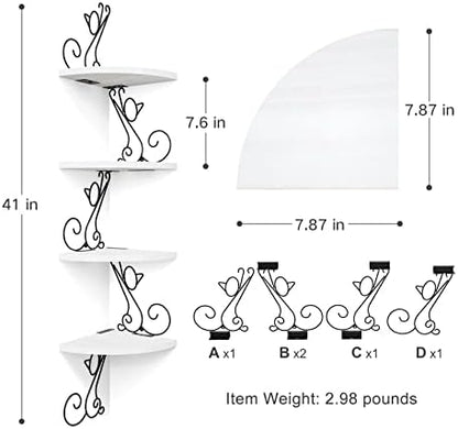 Alsonerbay 4-Tier Cat Shaped Corner Floating Shelf Wall Mount - Image 3