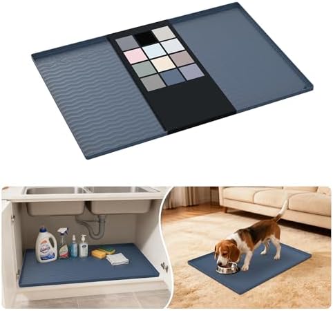 URMONA Waterproof Silicone Under Sink Mat, 28 x 22 in, Flexible Shelf Liner by URMONA
