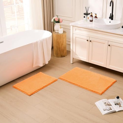 CozeCube Orange 36"x24" Shaggy Non Slip Soft Washable Bath Mat - Image 4