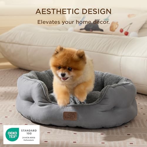 Bedsure Self Warming Cat Bed, Round Washable Small Dog Bed, 25In Grey - Image 5