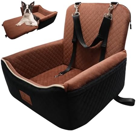 Dog Car Seat Bed 2 in 1 for Small/Medium Dogs up to 35 lbs, Adjustable Safety by VERGODPRODogCarSeatBed