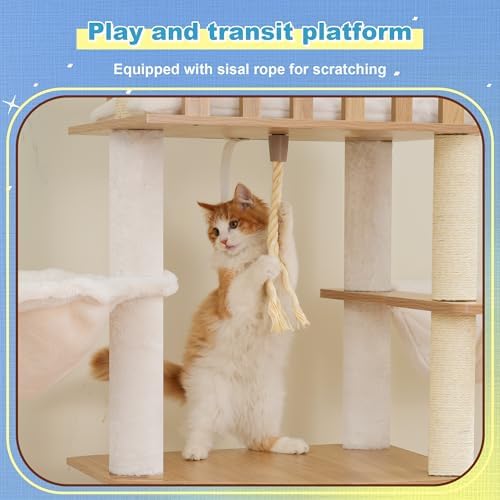 Hey-brother Wooden Cat Tree, Furniture Tower - Image 4