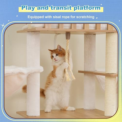 Hey-brother Wooden Cat Tree, Furniture Tower - Image 4