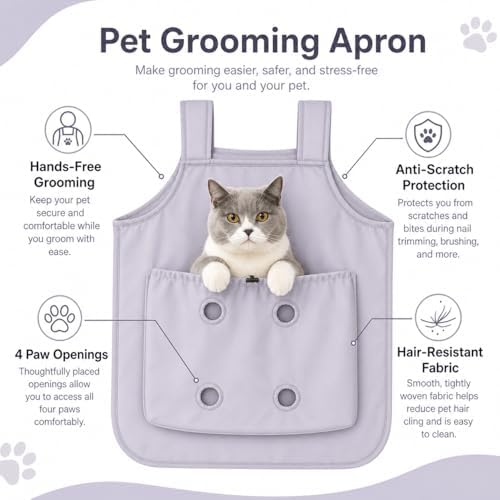 Pet Grooming Apron, Anti-Scratch Cat Holding - Image 3