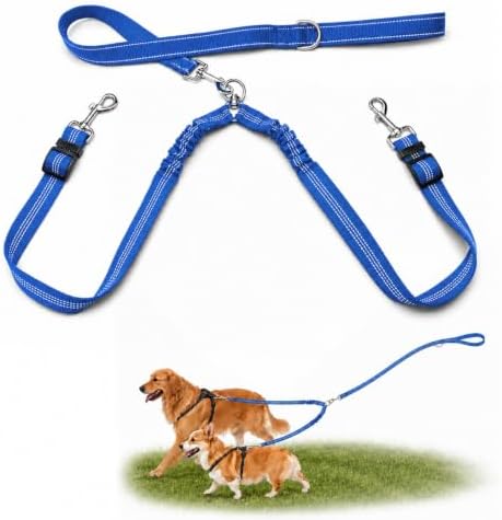 Double Dog Leash Padded Handle 360°Swivel No Tangle Dual Leash by PUEENOD