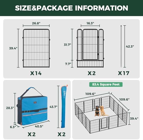 FXW Rollick Dog Playpen with Storage Bags, 16 Panels - Image 2