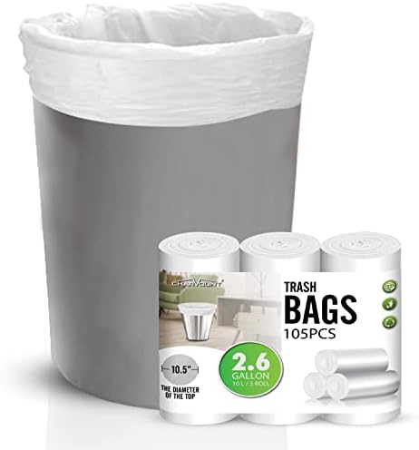 Charmount 2.6 Gallon Small Trash Bags, Garbage Bags 105 Counts by CHARMOUNT