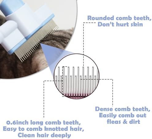 2pcs Cat Comb Set Flea Comb 2 Styles Pet Comb Self Cleaning Upgraded Cat Brush - Image 5