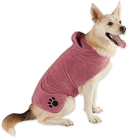 Bone Dry Pet Robe Collection Embroidered Absorbent Microfiber Bath Robe by BoneDry