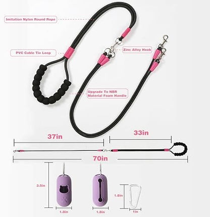 Double Dog Leash, Hands-Free Dual Dog Leash, 360° Rotating Tangle-Free - Image 3