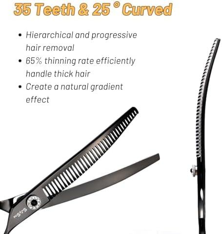 7.5in 25° Curved 35 Teeth Chunker Dog Grooming Scissors - Image 3