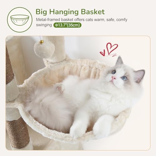 Globlazer 52in Cat Tree Tower for Indoor Cats, 2 Condos - Image 4