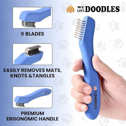 Dematting Comb for Dogs, Undercoat Rake Grooming Tool, Mat Remover, 9 Blade - Image 2
