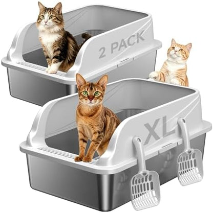 2PACK Stainless Steel Litter Boxes by KISENG