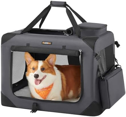 Feandrea Collapsible Soft Dog Crate, Portable Travel Carrier, 28 Inches by FeandreabySONGMICSHOME