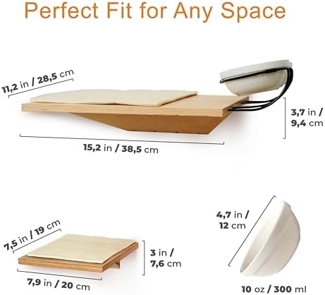 Wall Mounted Cat Shelves with Elevated Ceramic Feeding Station–Scandinavian - Image 2
