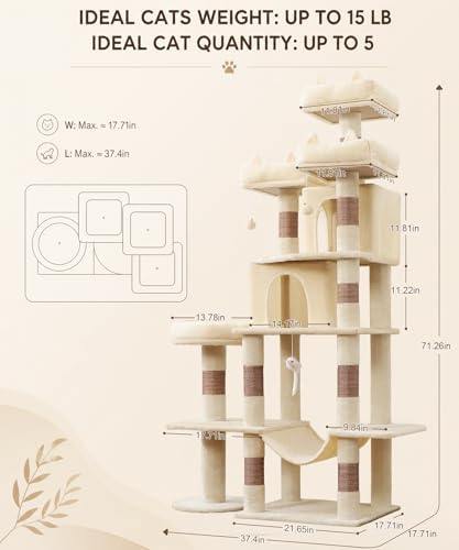 Cat Tower, 71 Inch Heavy Duty Cat Tree - Image 4