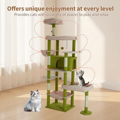 77.5 Inch Cat Tree with Bed, Observation Deck, Plush Platform & Toy Ball - Image 5
