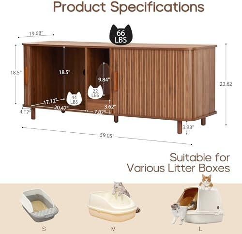 Flluted Double Cat Litter Box Enclosure Large Hidden Litter Box - Image 2