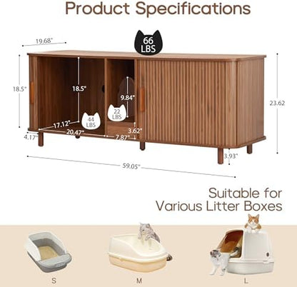 Flluted Double Cat Litter Box Enclosure Large Hidden Litter Box - Image 2