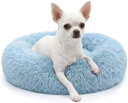 nononfish Fluffy Donut Dog Bed for Small Dogs, Cozy Plush Pet Bed by nononfish