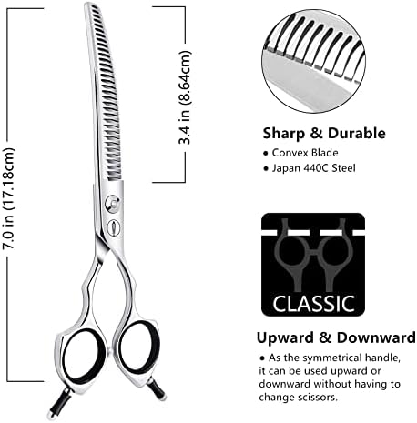HASHIMOTO Curved Chunkers Shears Dog Grooming, 7.0 inch, 65% Thinning Rate - Image 2