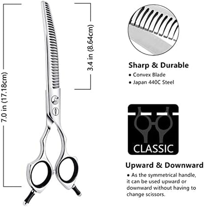 HASHIMOTO Curved Chunkers Shears Dog Grooming, 7.0 inch, 65% Thinning Rate - Image 2