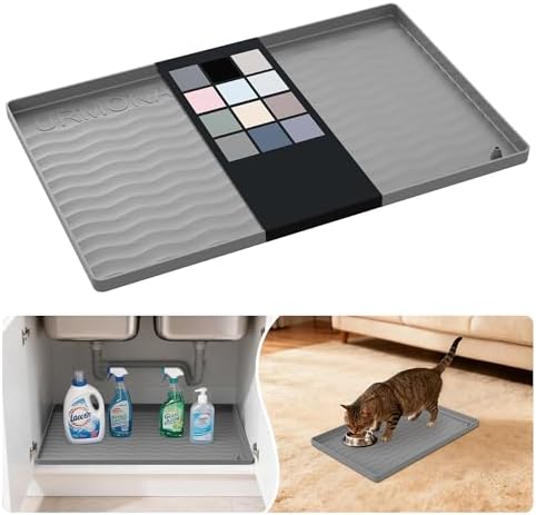URMONA Waterproof Silicone Under Sink Mat, 19 x 12 in, Flexible Shelf Liner by URMONA