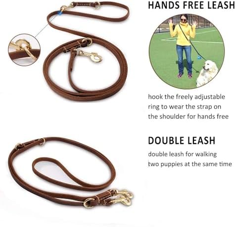Multi Function 8ft Leather Dog Leash, Genuine Leather Hands Free Leash - Image 3