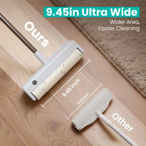 Large Lint Roller for Pet Hair, 9.45in Wide Floor Sticky Roller Long Handle - Image 3