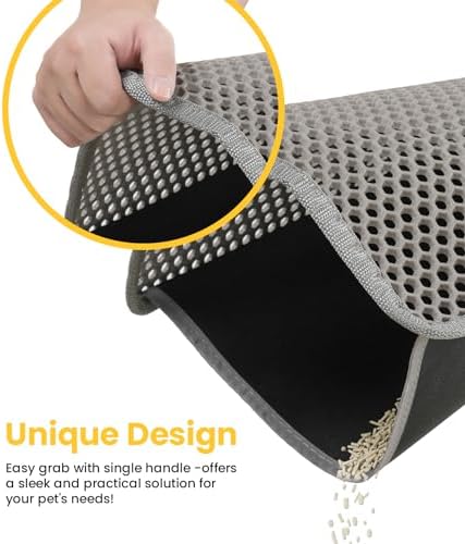 Cat Litter Trapping Mat, Hexagon Grids & Anti-Leak Base, Machine Washable - Image 2