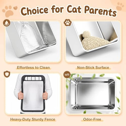 Jotesnew 2 Pack Small Stainless Steel Cat Litter Boxes - Image 5