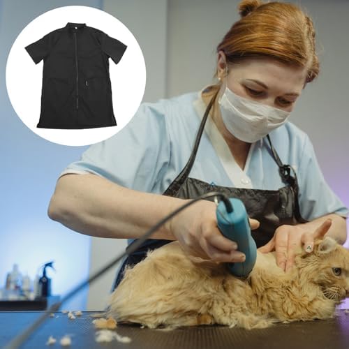 Black Nylon PET Grooming Apron Full Zipper Sleeveless Multiple Pockets - Image 5