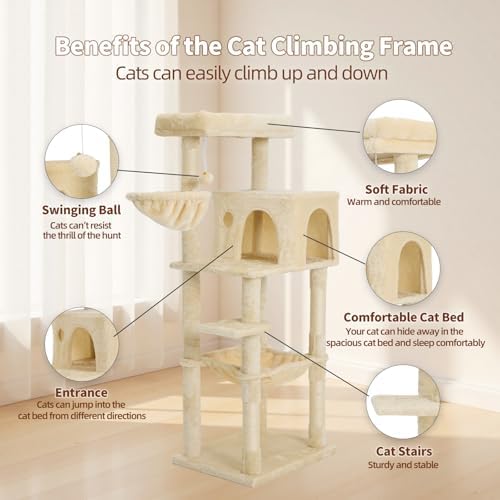 56.2 Inch Cat Tree with Cat Condo Viewing Platform - Image 3