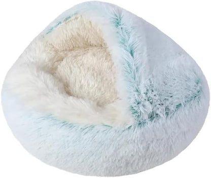 Round Fluffy Hooded Cat Bed Cave, Anti-Anxiety Cave Bed - Image 6