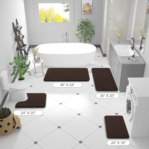 OLANLY Bathroom Runner Rugs 59x20, Extra Soft Absorbent Chenille Bath Rugs - Image 2