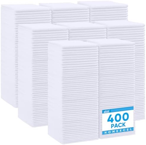 HOMEXCEL White Microfiber Cleaning Cloth 400 Pack, Microfiber Towel by HOMEXCEL