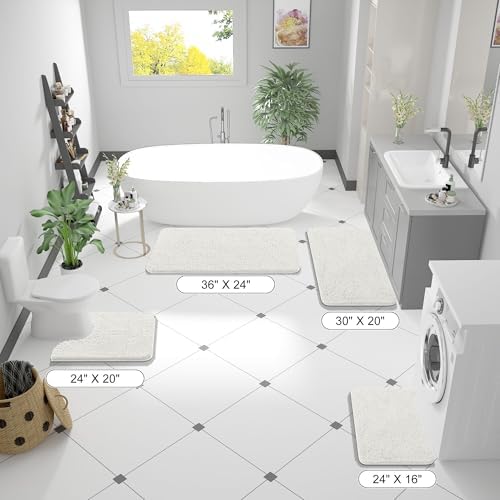 OLANLY Bathroom Runner Rugs 59x24, Extra Soft Absorbent Chenille Bath Rugs - Image 2
