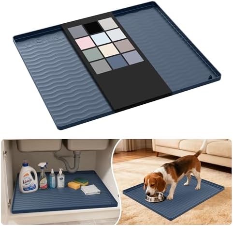 URMONA Waterproof Silicone Under Sink Mat, 22 x 19 in, Flexible Shelf Liner by URMONA